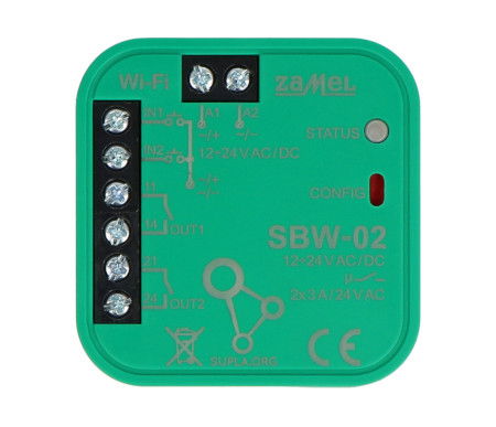 Zamel Supla SBW-02 - 2-channel bidirectional gate controller 12V/24V WiFi - Android/iOS application