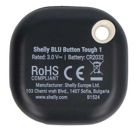 Shelly Blu Button Tough 1 - Bluetooth Action and Scene Activation Button - Black