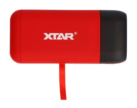 Charger for Li-Ion 18650/18700/20700/21700 batteries with PowerBank function - XTAR PB2S - red