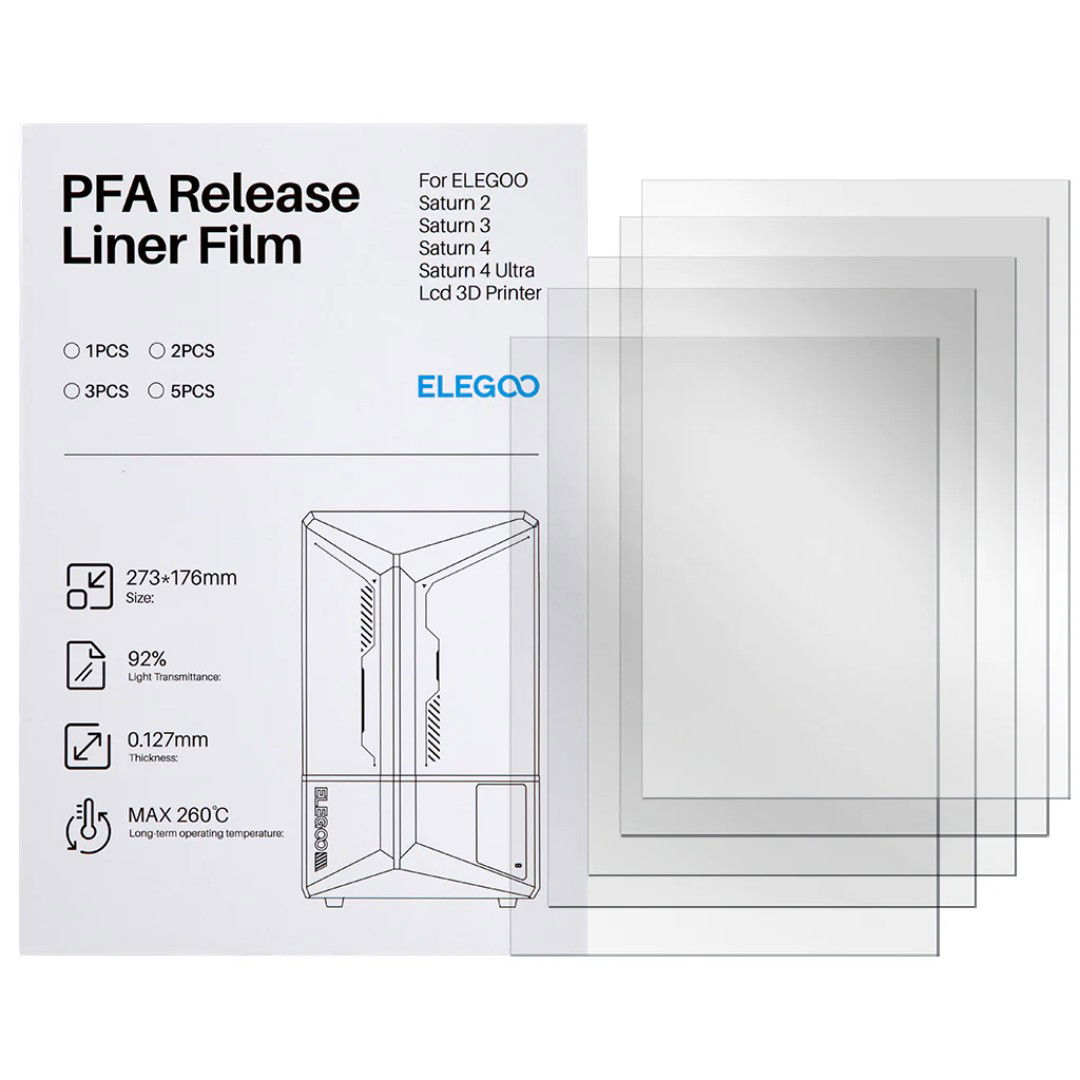 PFA foil for Elegoo Saturn 3D printers - 273 x 176 mm - 5 pcs.