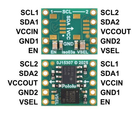 ISO1640 - Bidirectional I2C Isolator with Isolated Power Supply Without Connectors - 5V/3.3V, 200mA - Pololu 5392