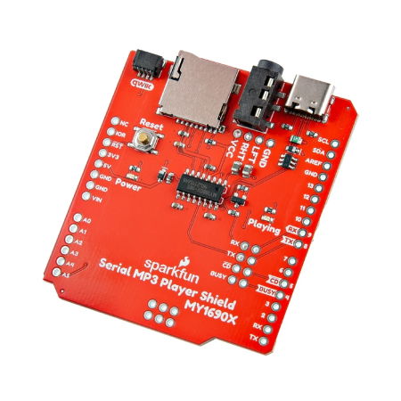 Serial MP3 Player Shield - Shield for Arduino - SparkFun DEV-28021