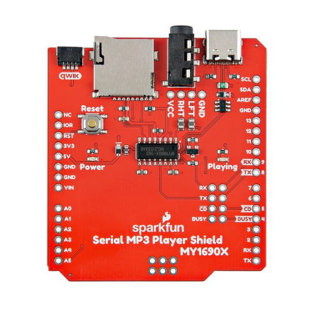 Serial MP3 Player Shield - Shield for Arduino - SparkFun DEV-28021