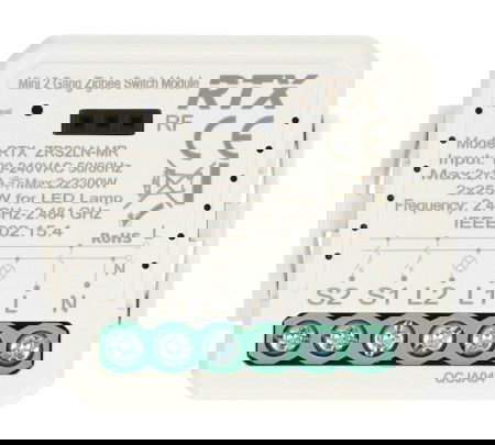 Tuya - 2-channel mini relay 10A - ZigBee - Android / iOS application - RTX ZRS2LN-MR