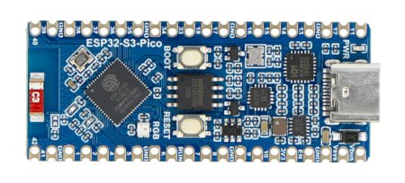 The esp32-s3-pico development board lies on a white background.