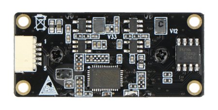 The ov5693 usb camera module lies upside down on a white background.