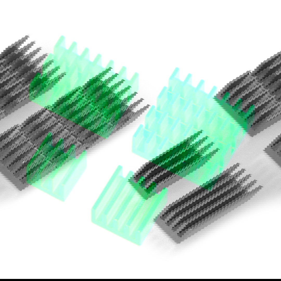 Raspberry Pi 4 heatsink set - green with thermal tape - 4 pcs.