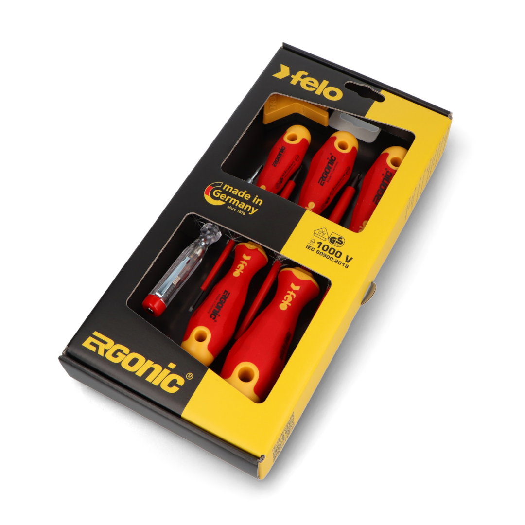 Ergonic VDE insulated screwdriver set + tester + magnetizer Felo 41396399 - 7 pcs.