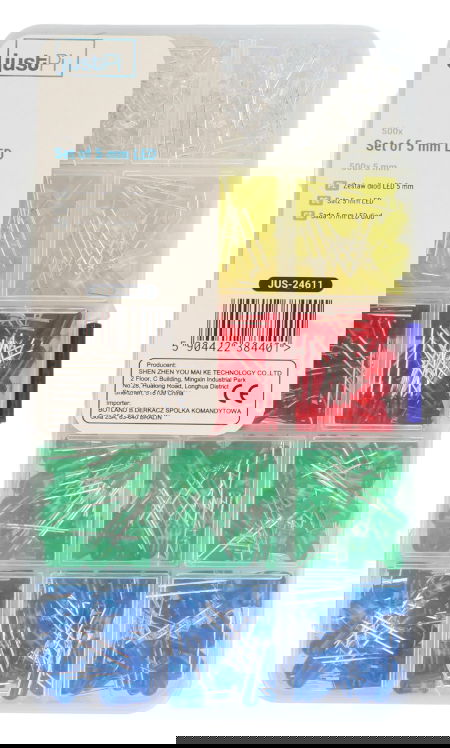 Set of 5 mm LED diodes - justPi - 500 pcs + organizer