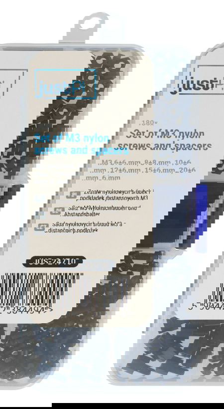 Set of M3 nylon screws and spacers - 180 pcs - justPi