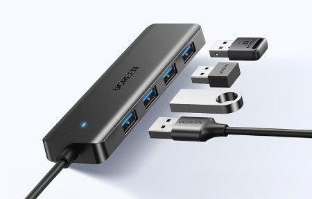 4-in-1 Hub USB Type A Adapter - 4x USB Type A 3.0 - Black - Ugreen 25851