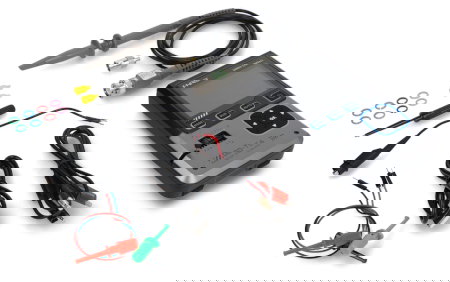 FNIRSI DSO-TC4 3-in-1 portable oscilloscope with transistor tester and 10 MHz signal generator