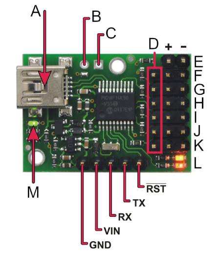Micro Maestro USB 6-Channel Servo Controller - Pololu 1351