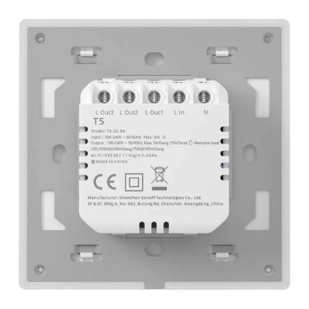 Sonoff TX T5 3C - Smart Touch WiFi Wall Switch - 3-Channel - White