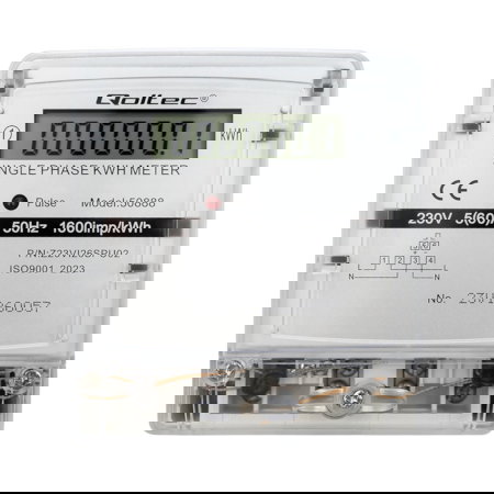 Single-phase 230 V energy consumption meter for DIN rail - Qoltec 50888