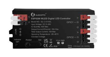 Controller for addressable RGB WiFi LED strips and strips - ESP8266 - WLED - GL-C-014WL