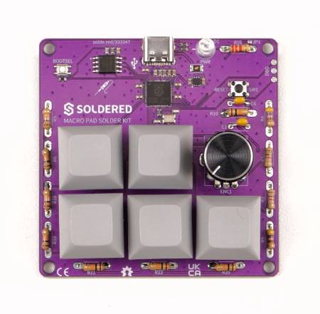 Macro Pad Solder Kit - educational kit for learning soldering - RP2040 - Soldered 333347