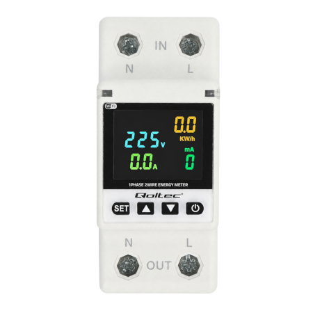 Single-phase energy consumption meter for DIN rail - 63 A - WiFi Tuya - Qoltec 50981